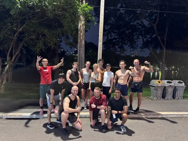 Community members after an evening run in Lumphini Park
